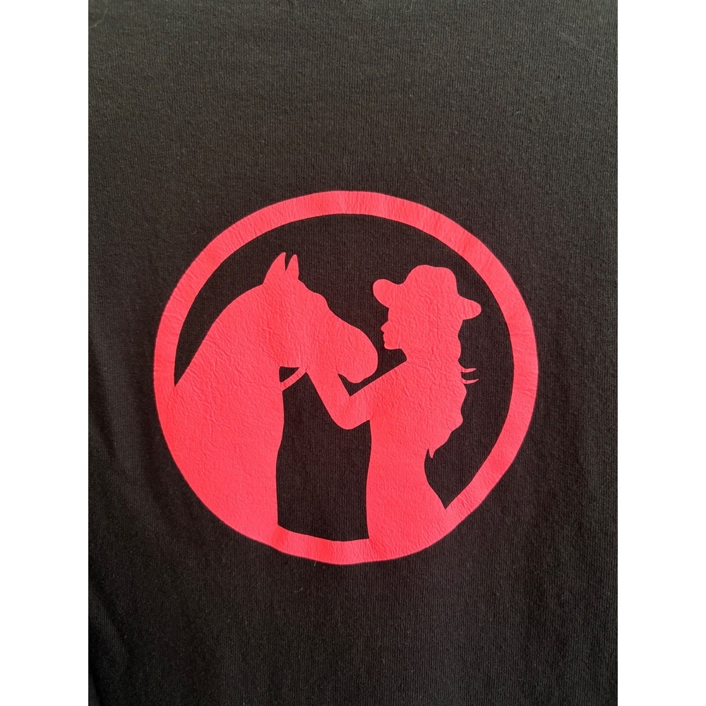 Gildan Cowgirl Up Long Sleeve Graphic T-Shirt Black Pink Horse Western Medium - Picture 5 of 7